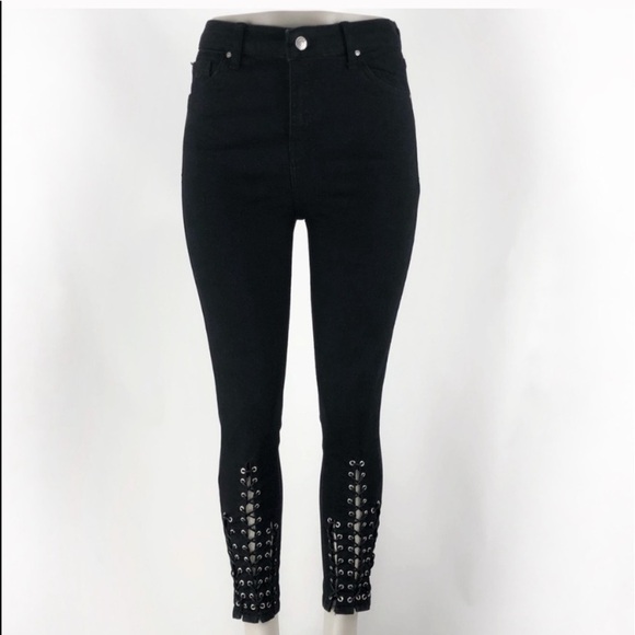 - TOPSHOP Moto Jamie eyelet lace leg High rise Jeans! Mob jeans goth - Picture 4 of 8